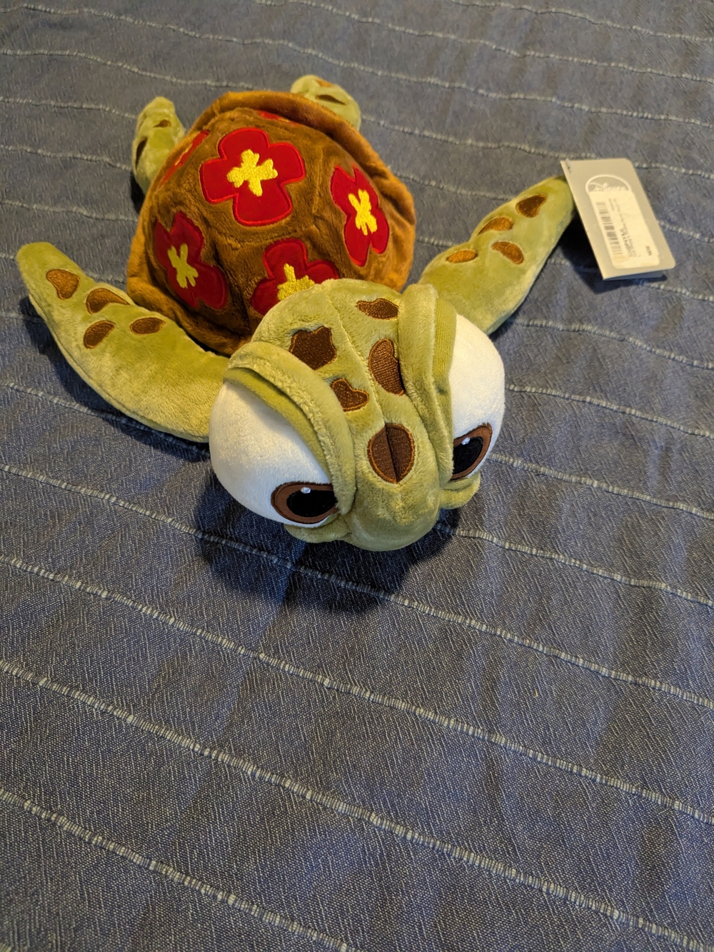 NWT Disney Green Plush Sea Turtle with Red & Yellow Shell Accents